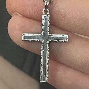 14k Solid White Gold Vintage Esemco Cross Pendant